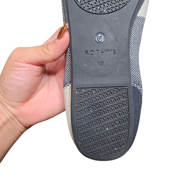 Rothy’s The Flat Captoe Plaid Ballet Flats Shoes Black White Size: 10 - Picture 3 of 5